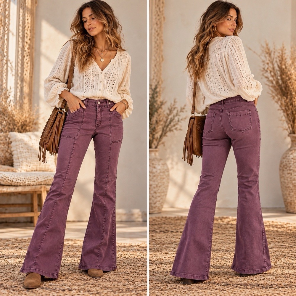 Pilcro Demilune Womens 28 Burgundy Utility Bootcut Flare Pants Anthropologie